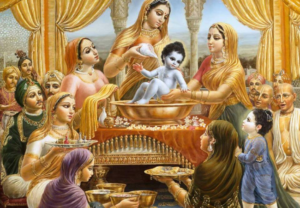 Baby Krishna Abhishek Painting